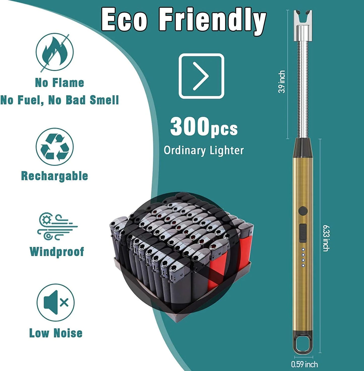 Electric Arc Gas Lighter Rechargeable Plasma Lighter