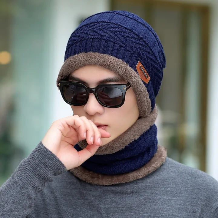 Unisex Woolen Beanie Cap Plus Wrap