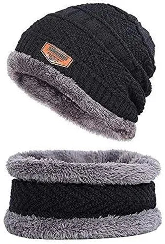 Unisex Woolen Beanie Cap Plus Wrap