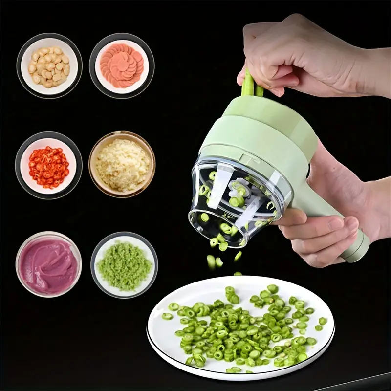 Multifunctional Handheld Usb Rechargeable 4 in 1 Vegetable Food Onion Chopper Cutter or Slicer