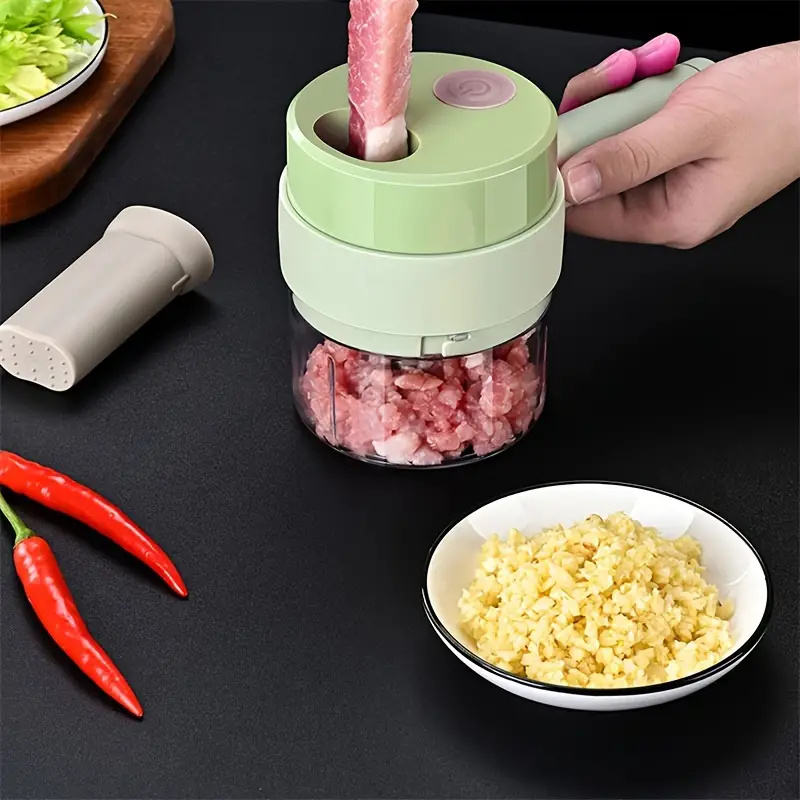 Multifunctional Handheld Usb Rechargeable 4 in 1 Vegetable Food Onion Chopper Cutter or Slicer