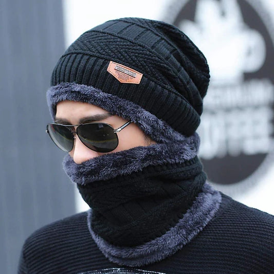 Unisex Woolen Beanie Cap Plus Wrap